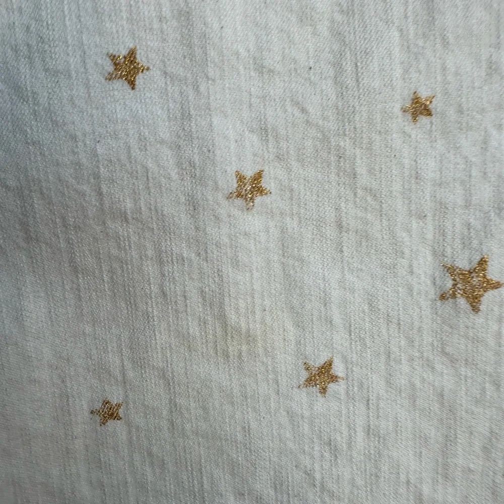 J.Crew Star Embroidered Utility Shirt Shacket Cream Gold Stars Button Front Sz S